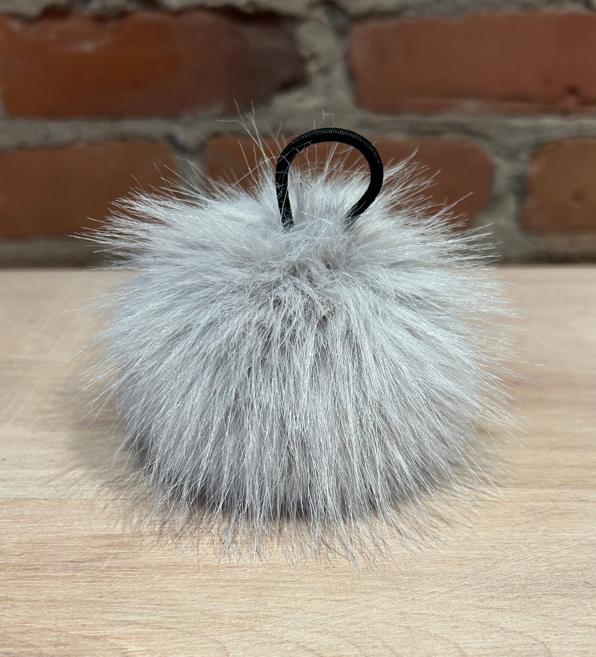 Light Grey Faux Fur Pom, 3.5 Inch
