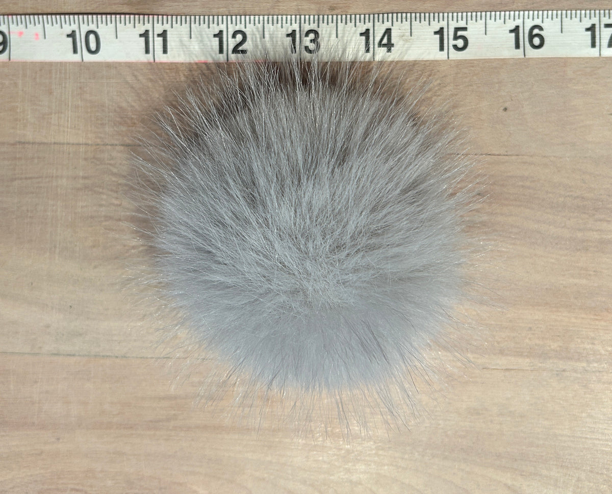 Light Grey Faux Fur Pom, 3.5 Inch