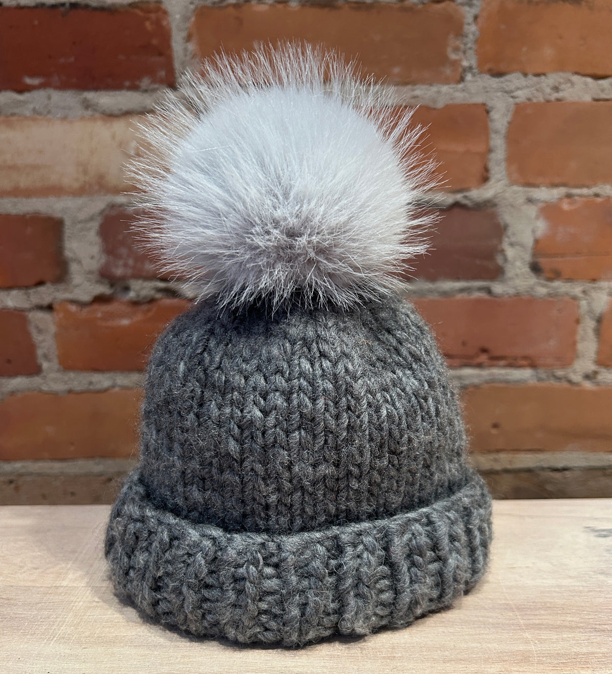 Light Grey Faux Fur Pom, 3.5 Inch