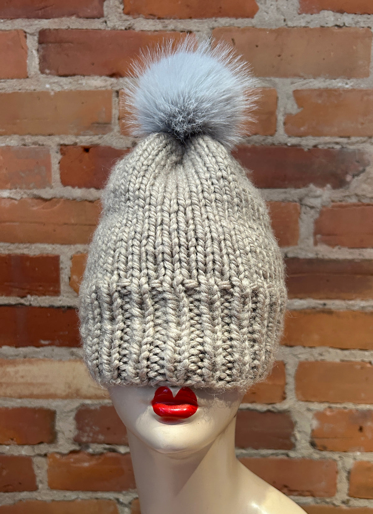 Light Grey Faux Fur Pom, 3.5 Inch
