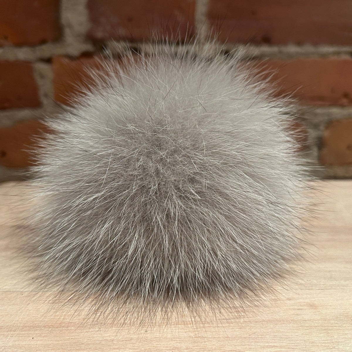 Frosted Grey Fox Fur Pom, 5.5 Inch