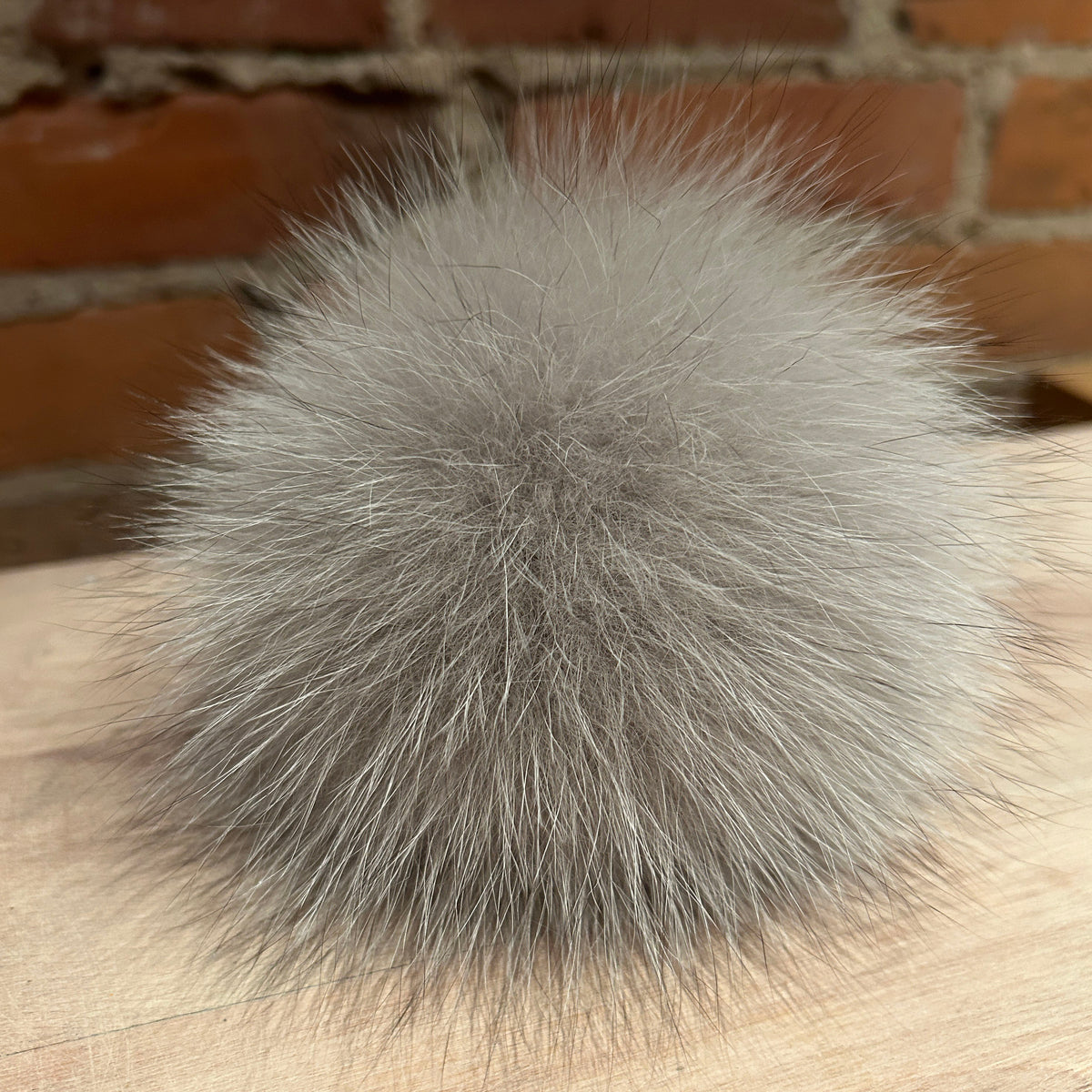 Frosted Grey Fox Fur Pom, 5.5 Inch