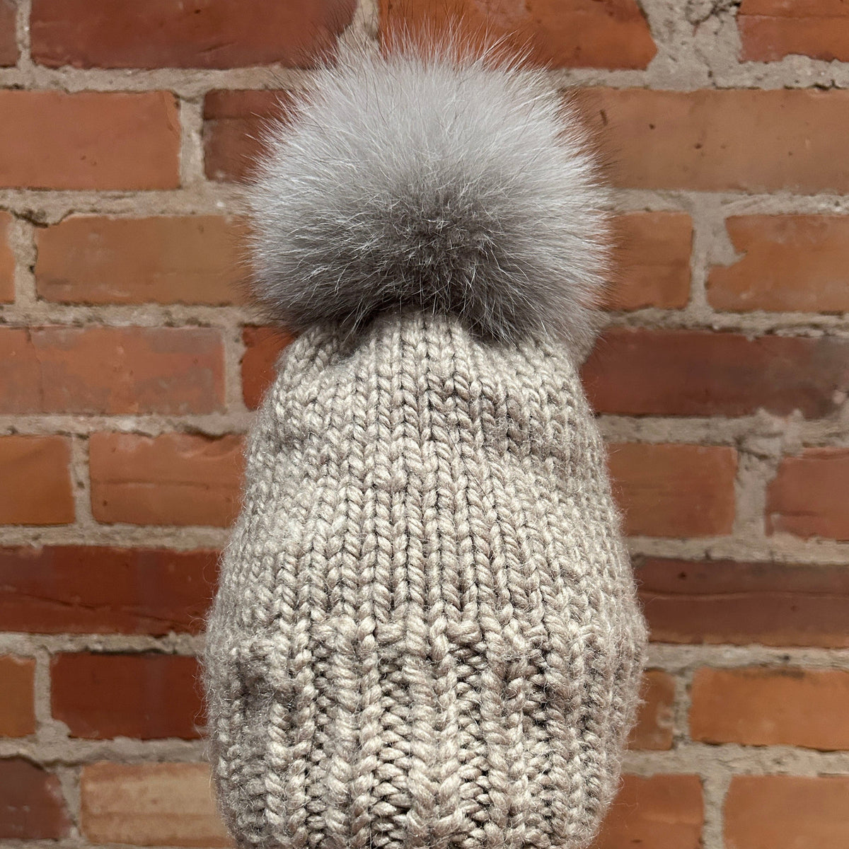 Frosted Grey Fox Fur Pom, 5.5 Inch