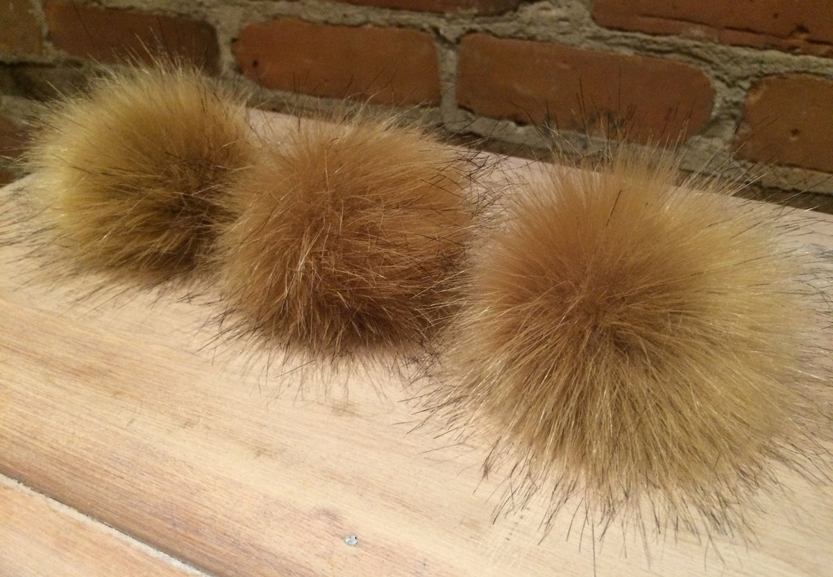 Coyote Faux Fur Pom, 3.5 Inch