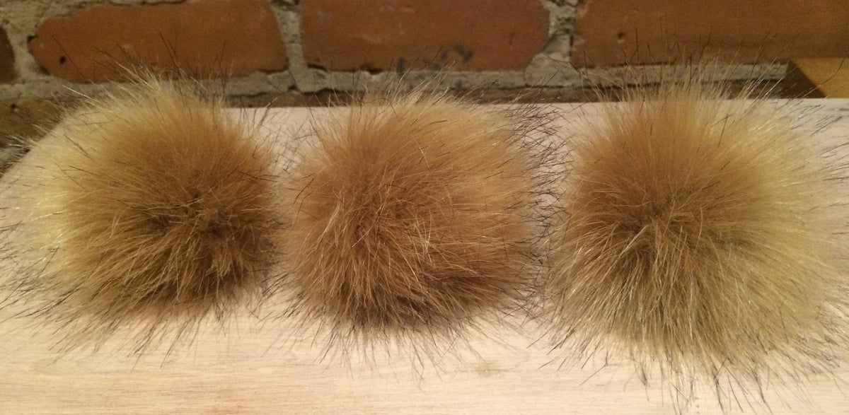 Coyote Faux Fur Pom, 3.5 Inch