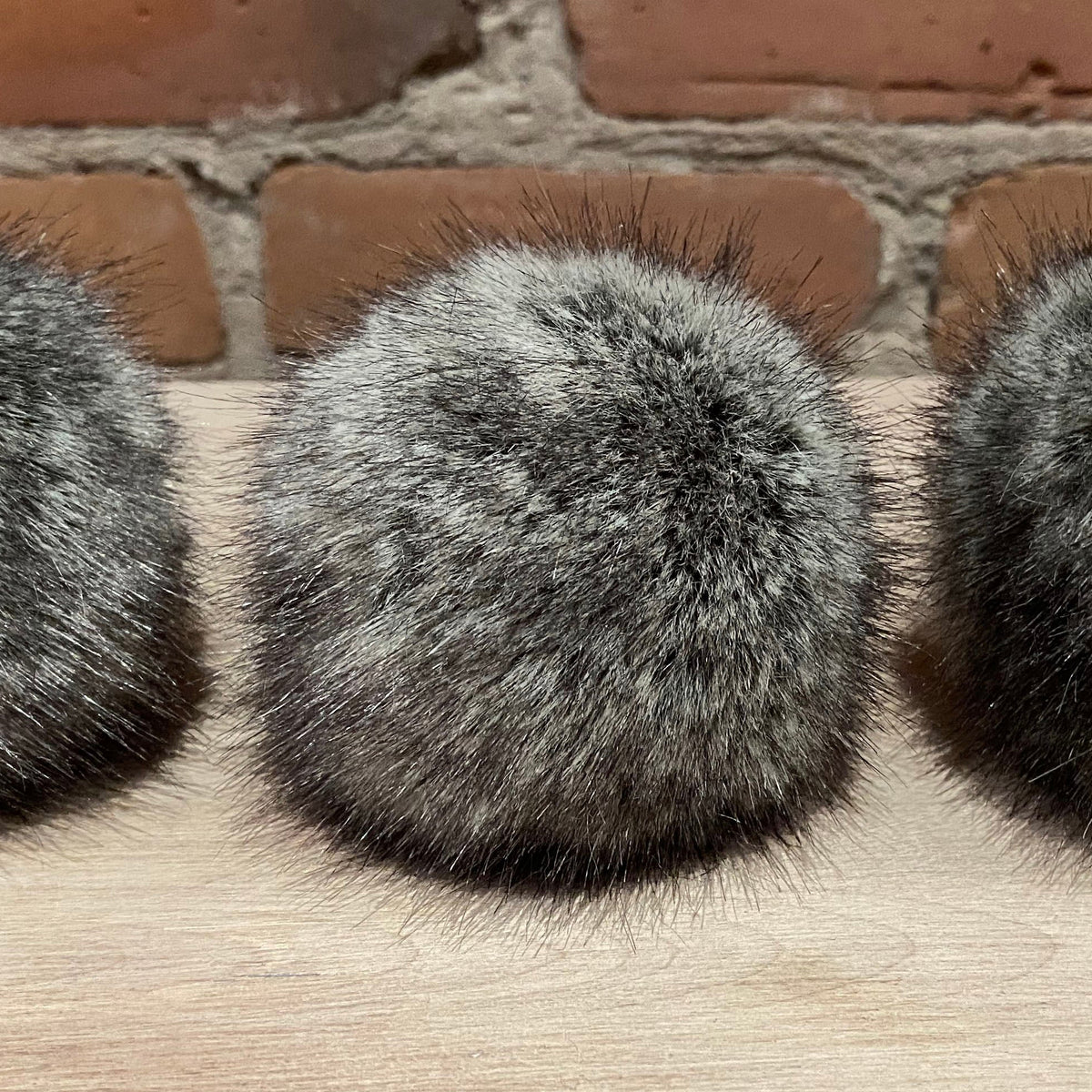 Grey Speckled Faux Fur Pom, 3 Inch