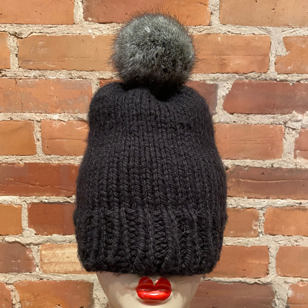 Grey Speckled Faux Fur Pom, 3 Inch