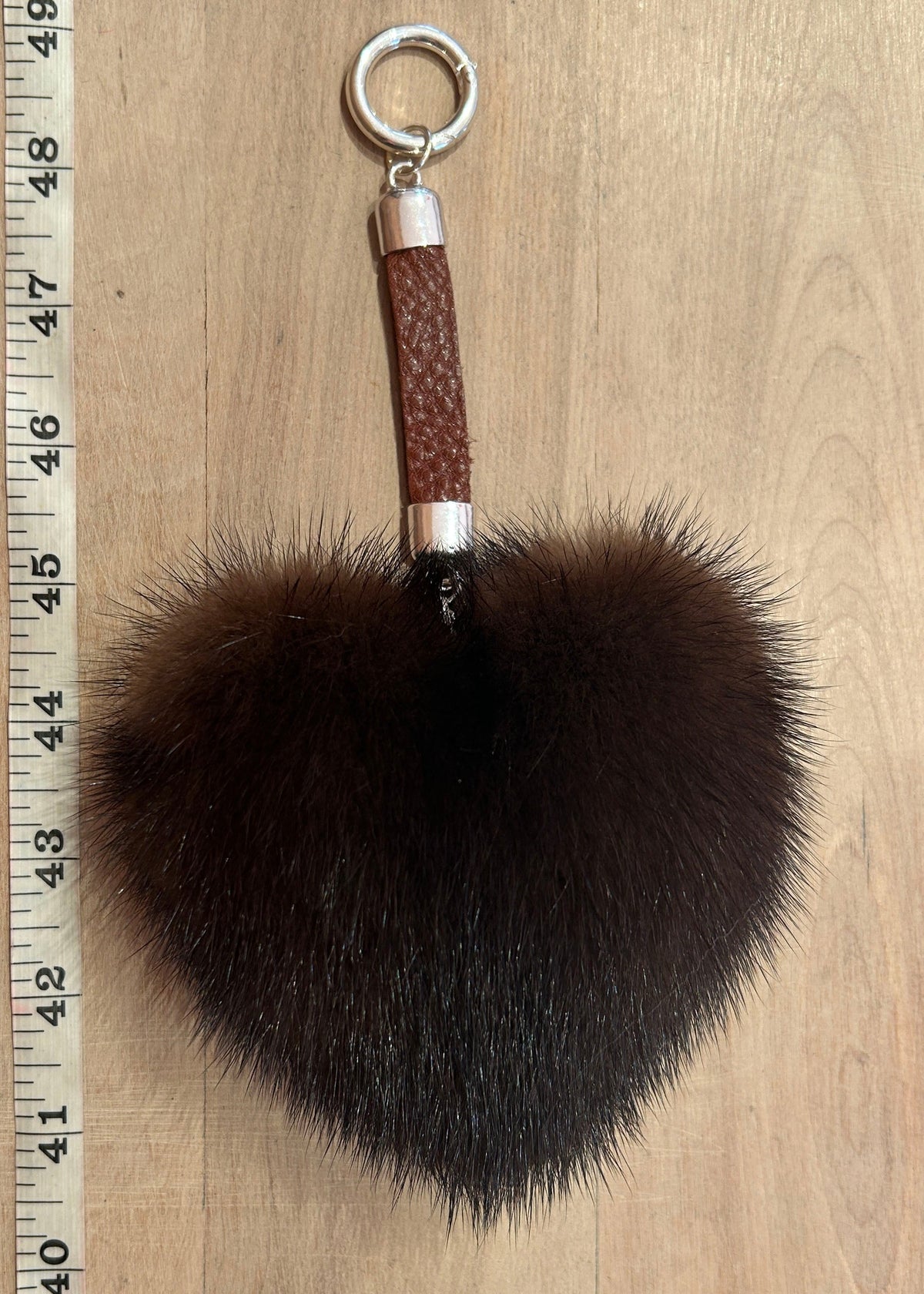 Brown Heart Mink Purse Pom