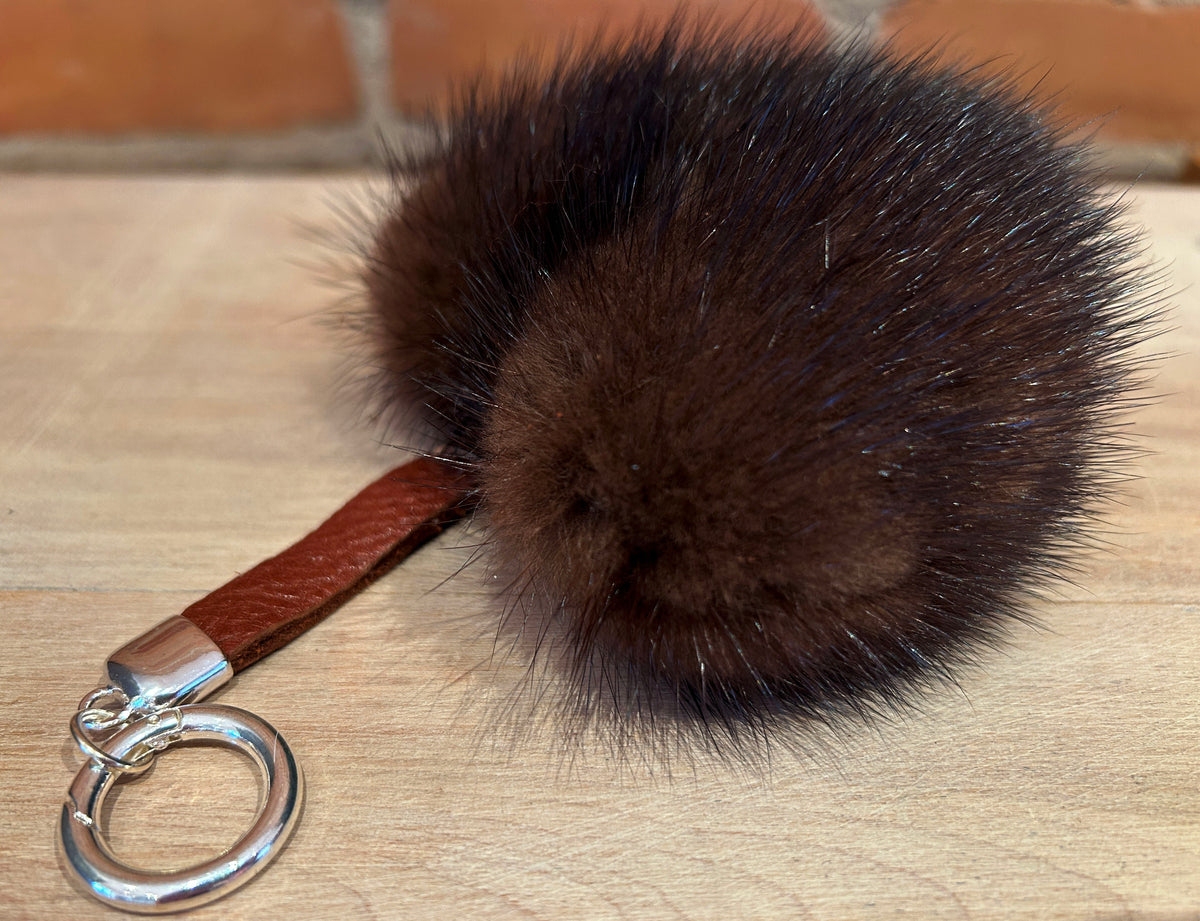 Brown Heart Mink Purse Pom