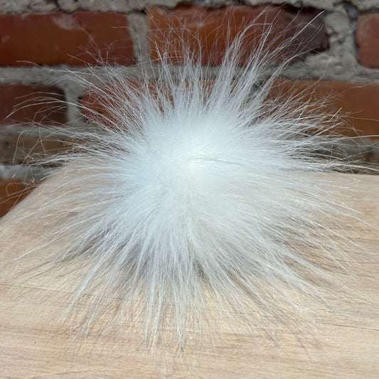 White Extra Fluffy Faux Fur Pom, 4 Inch