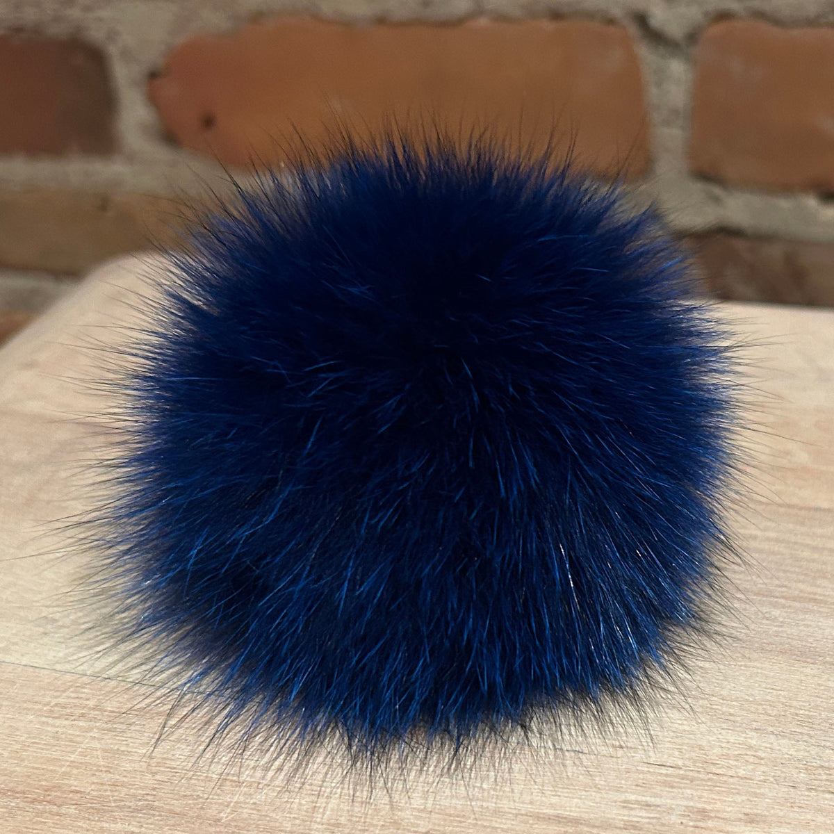 Cobalt Blue Fox Fur Pom, 4.5 Inch