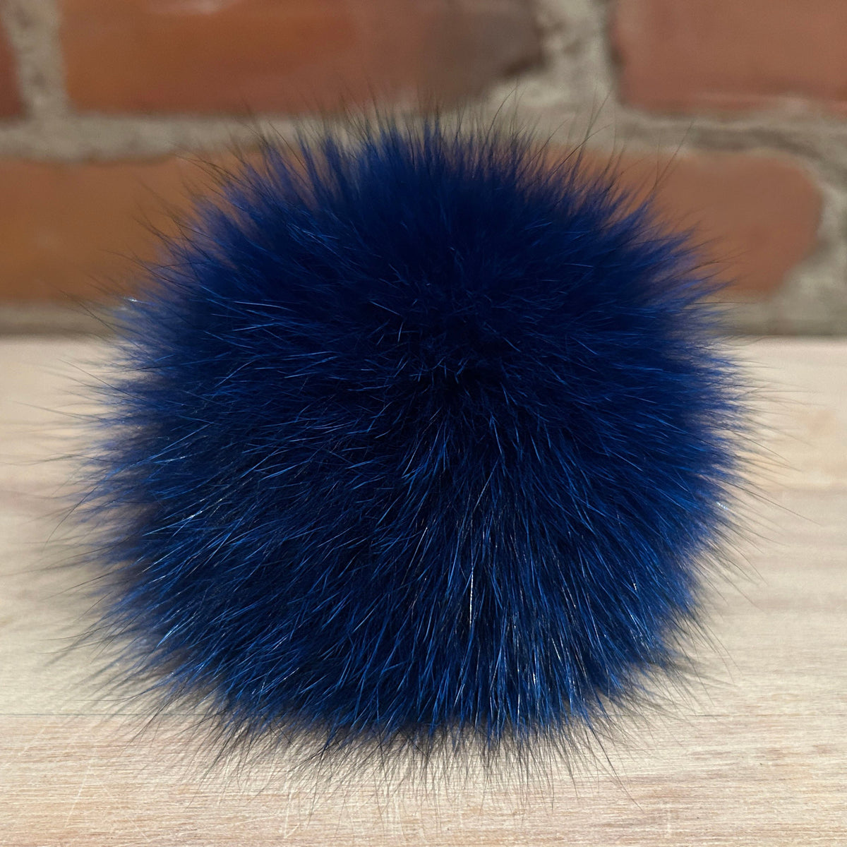 Cobalt Blue Fox Fur Pom, 4.5 Inch