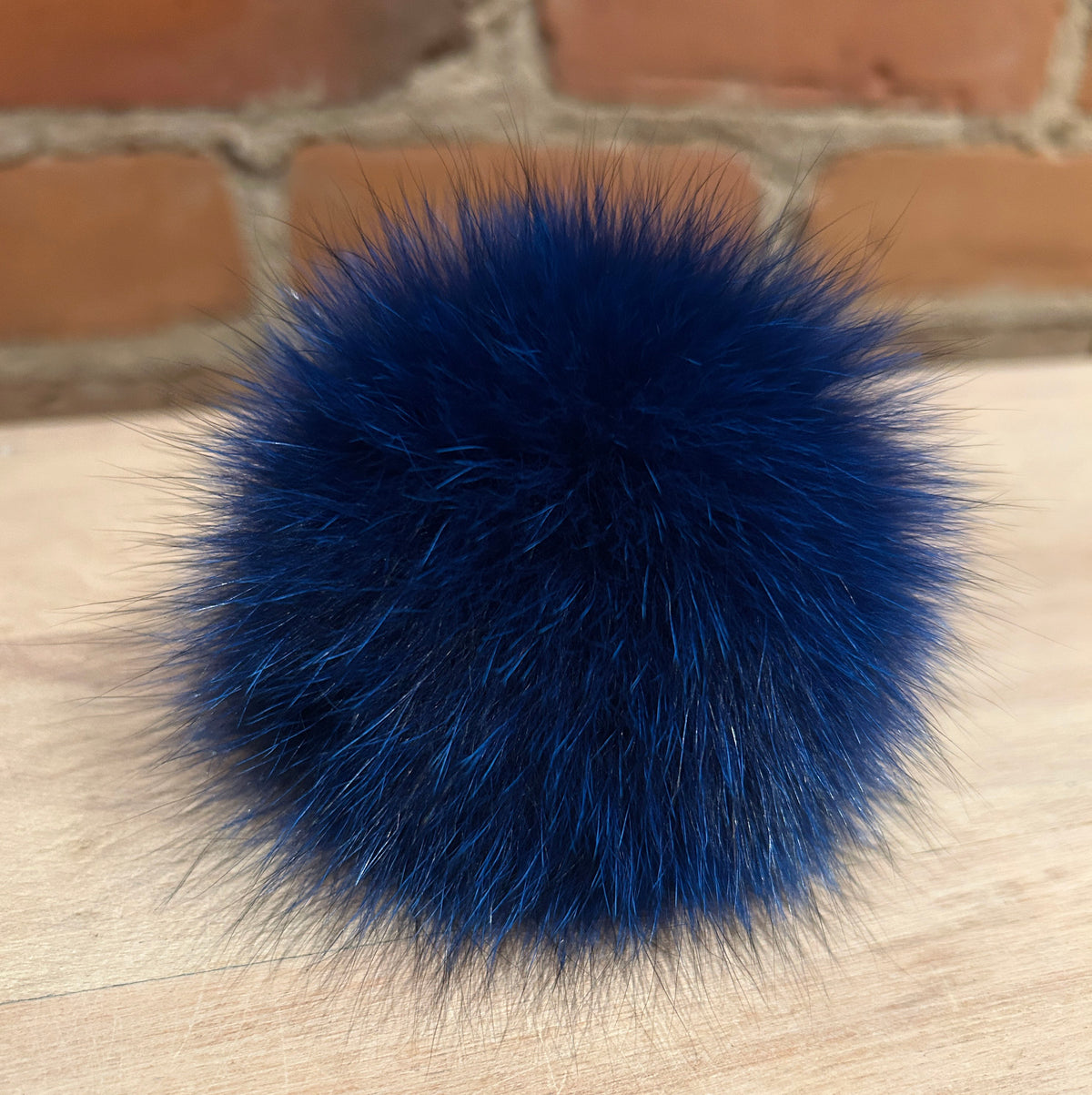 Cobalt Blue Fox Fur Pom, 4.5 Inch