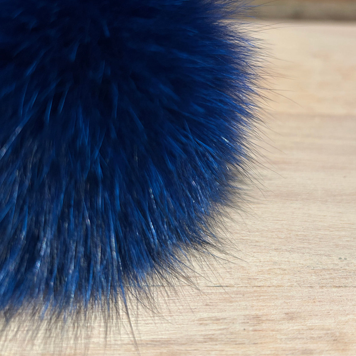 Cobalt Blue Fox Fur Pom, 4.5 Inch