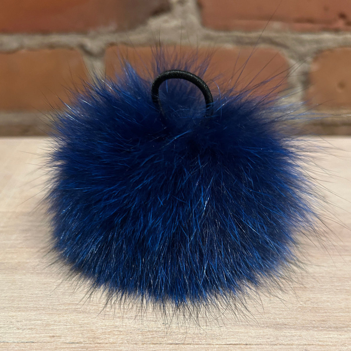 Cobalt Blue Fox Fur Pom, 4.5 Inch