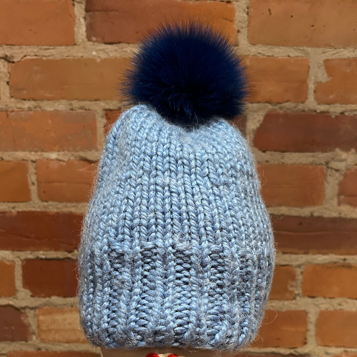 Cobalt Blue Fox Fur Pom, 4.5 Inch