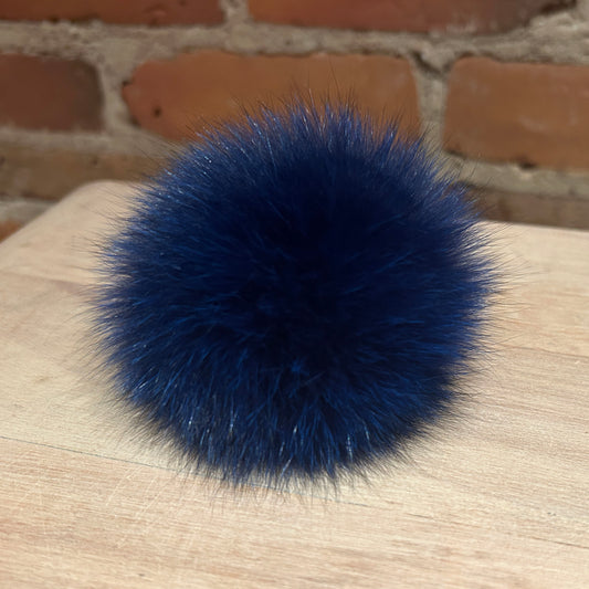 Cobalt Blue Fox Fur Pom, 3 Inch