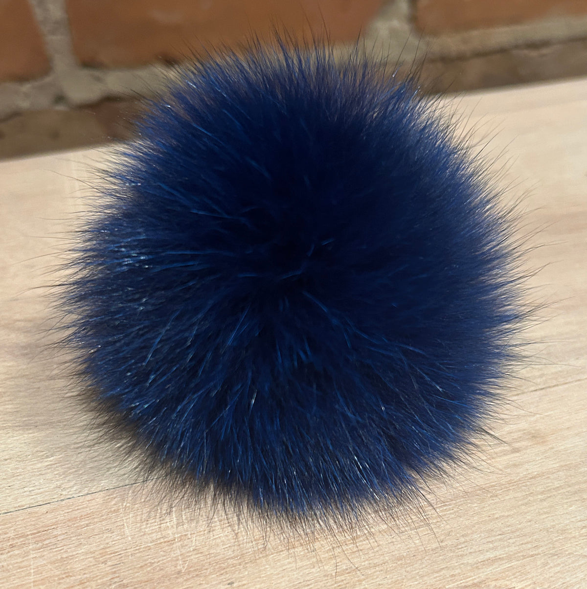 Cobalt Blue Fox Fur Pom, 3 Inch