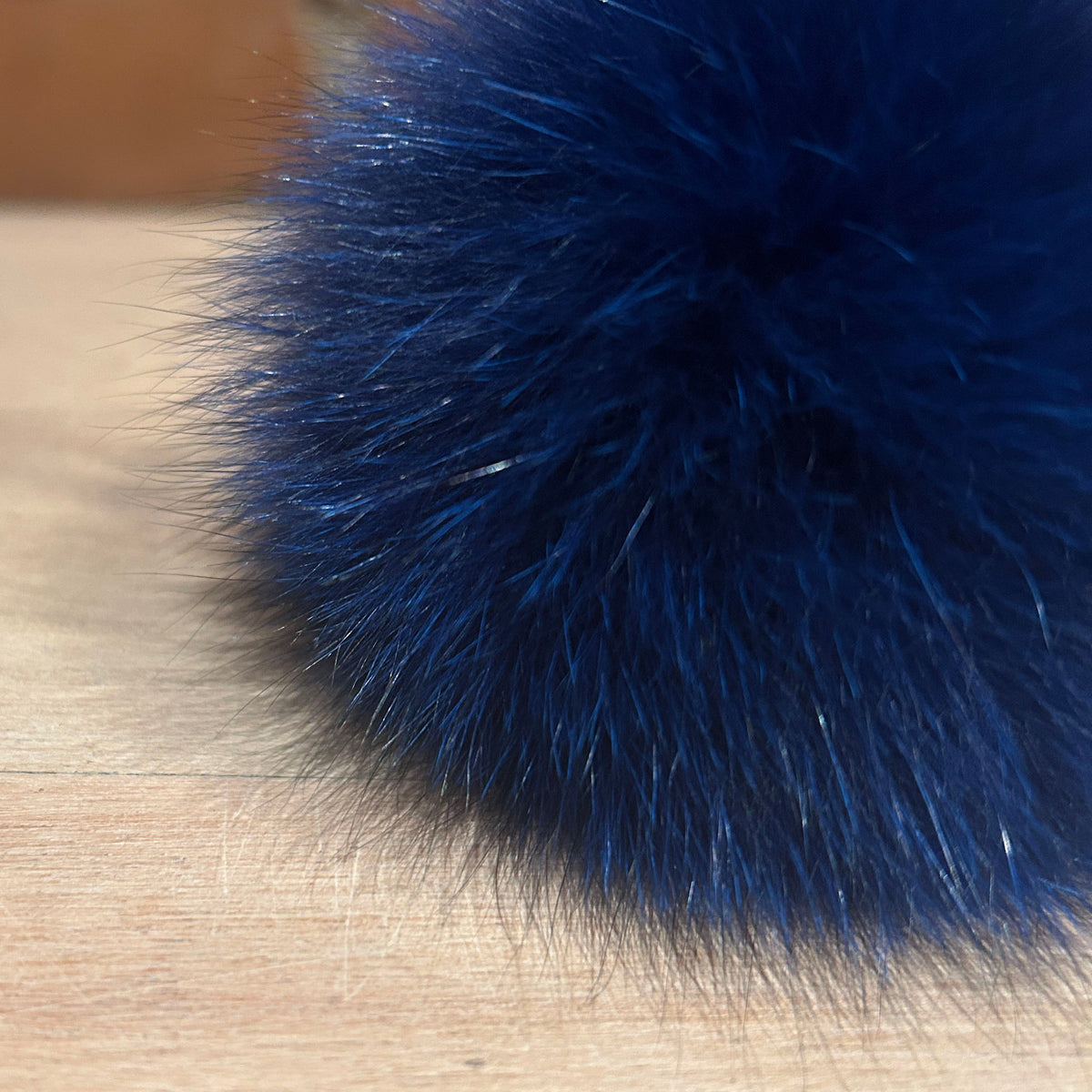 Cobalt Blue Fox Fur Pom, 3 Inch