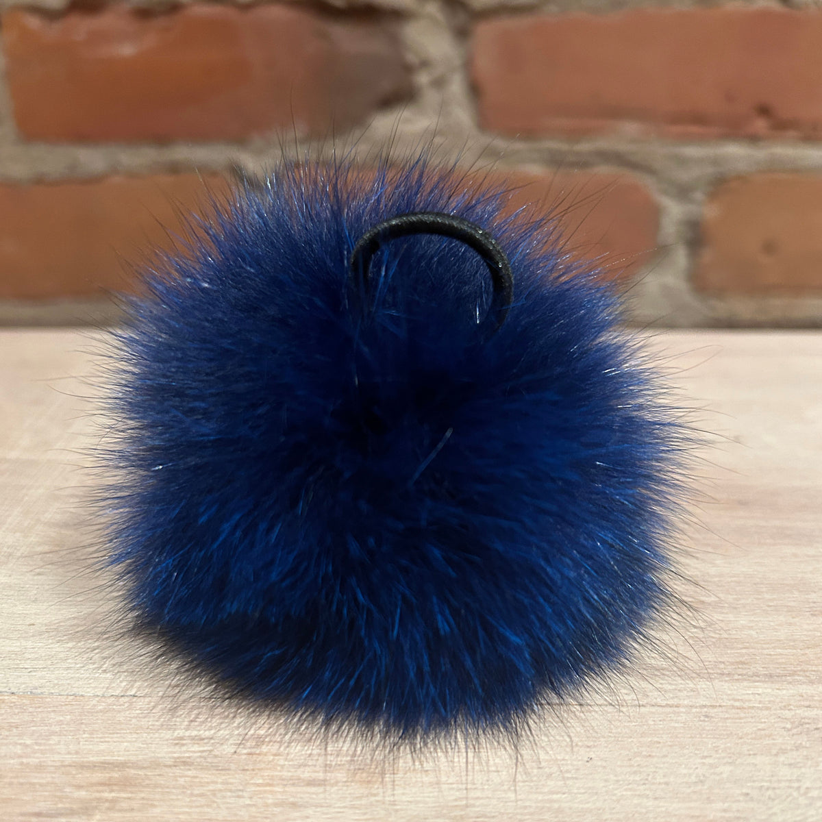 Cobalt Blue Fox Fur Pom, 3 Inch