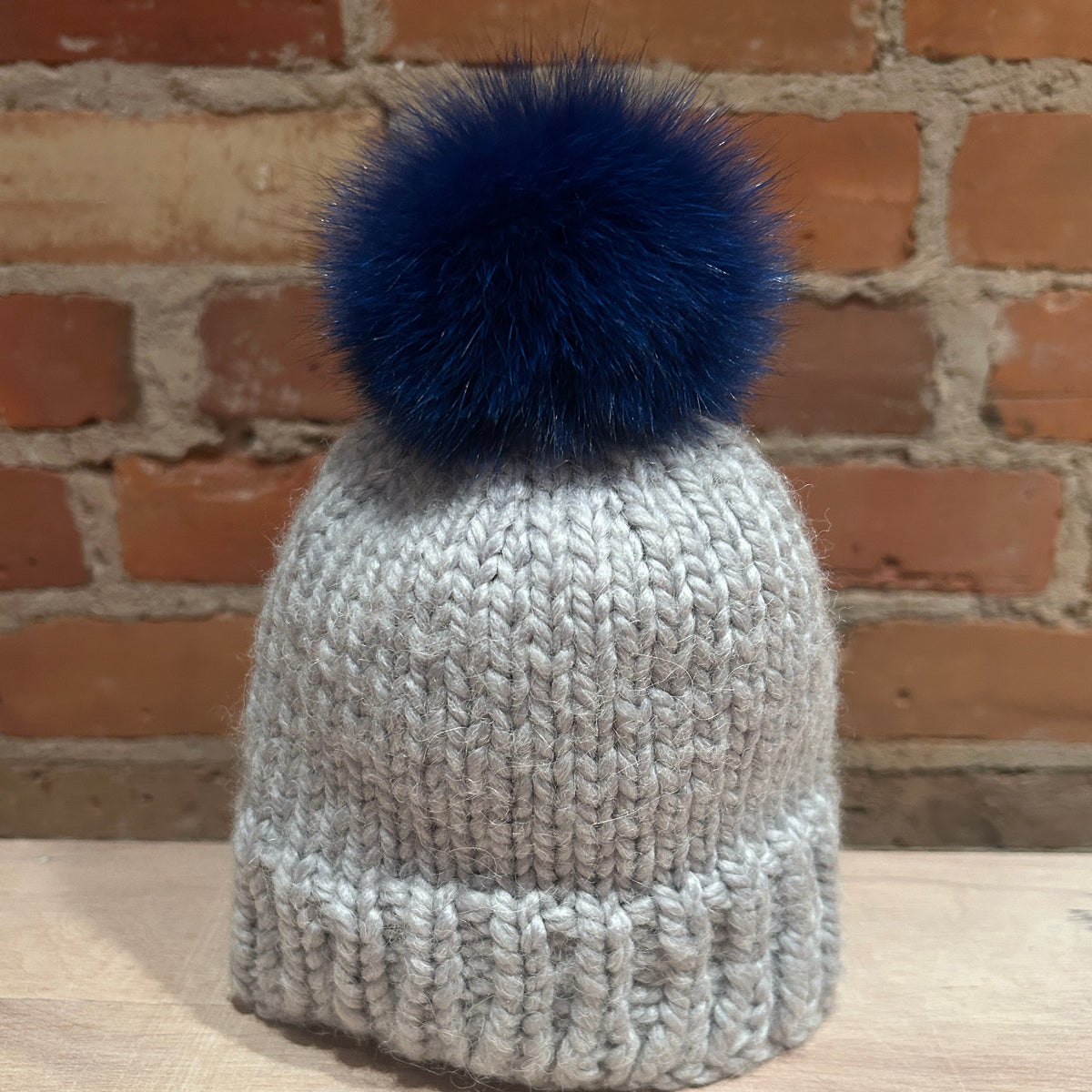 Cobalt Blue Fox Fur Pom, 3 Inch