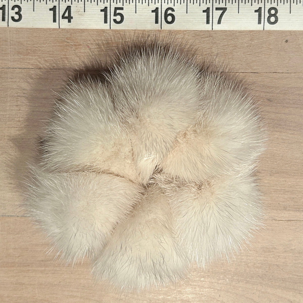 Warm Winter White Mink Pom Pom Scrunchie