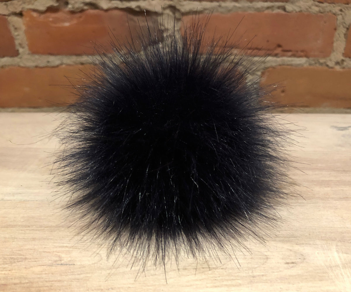 Navy Blue Lamb Faux Fur Pom, 3.5 Inch