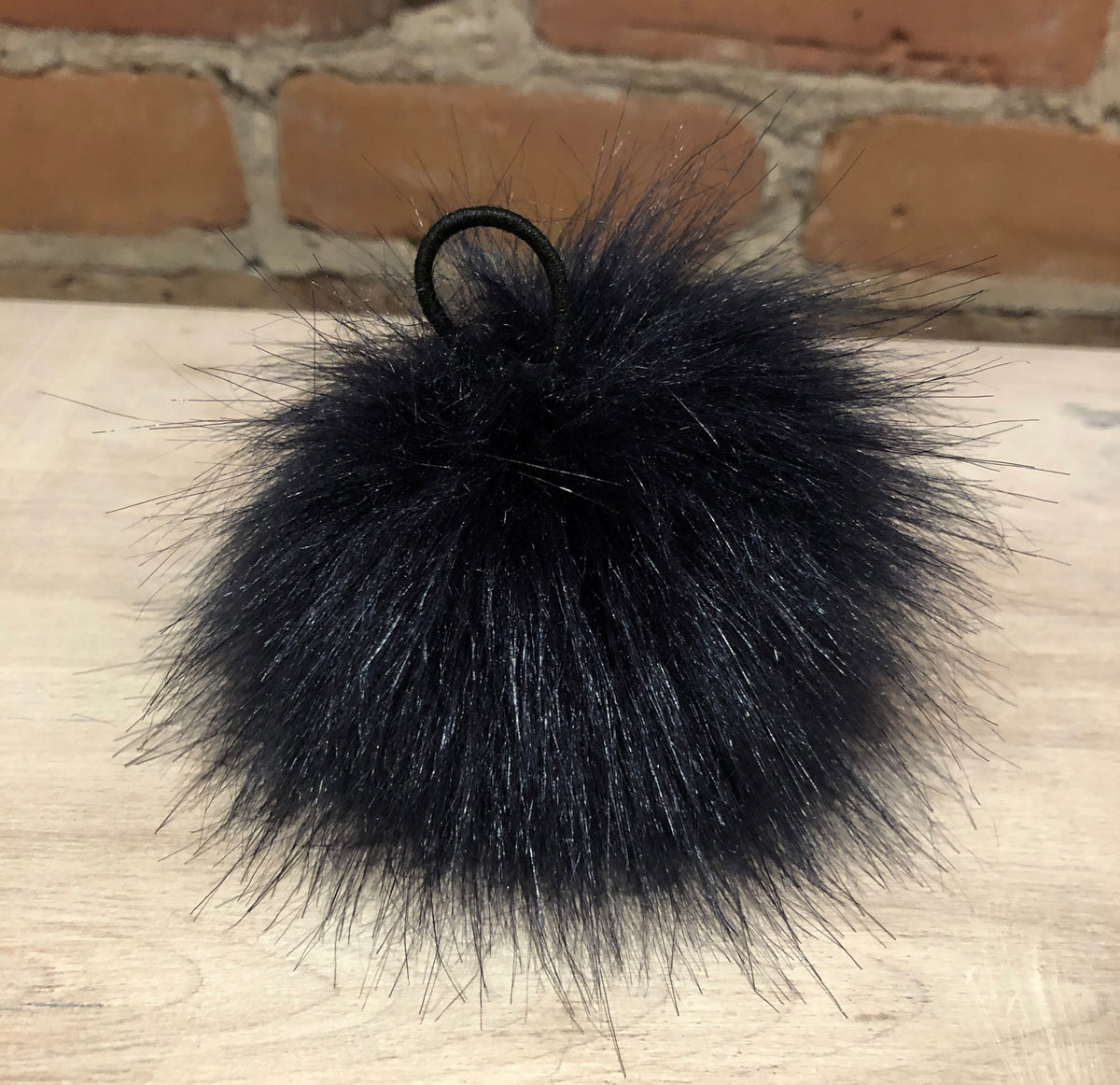 Navy Blue Lamb Faux Fur Pom, 3.5 Inch