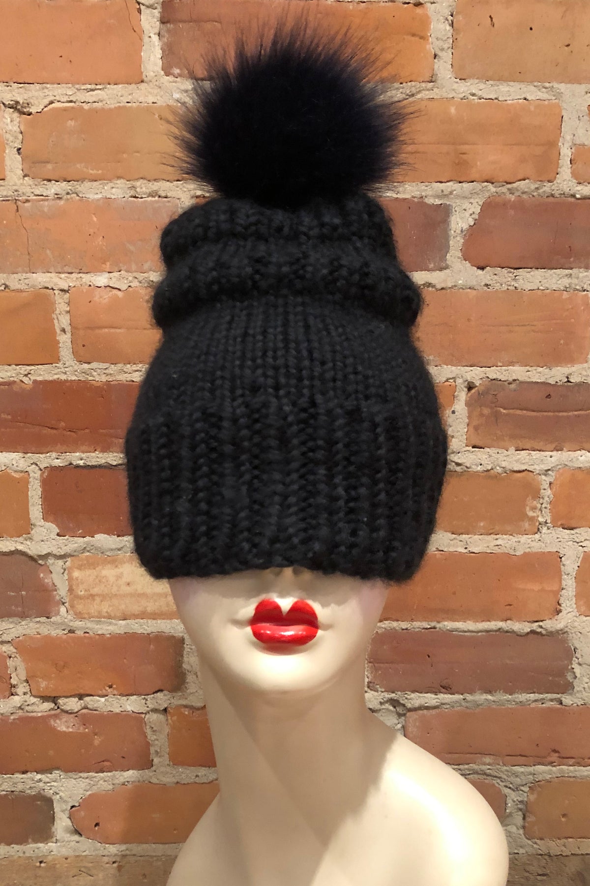 Navy Blue Lamb Faux Fur Pom, 3.5 Inch