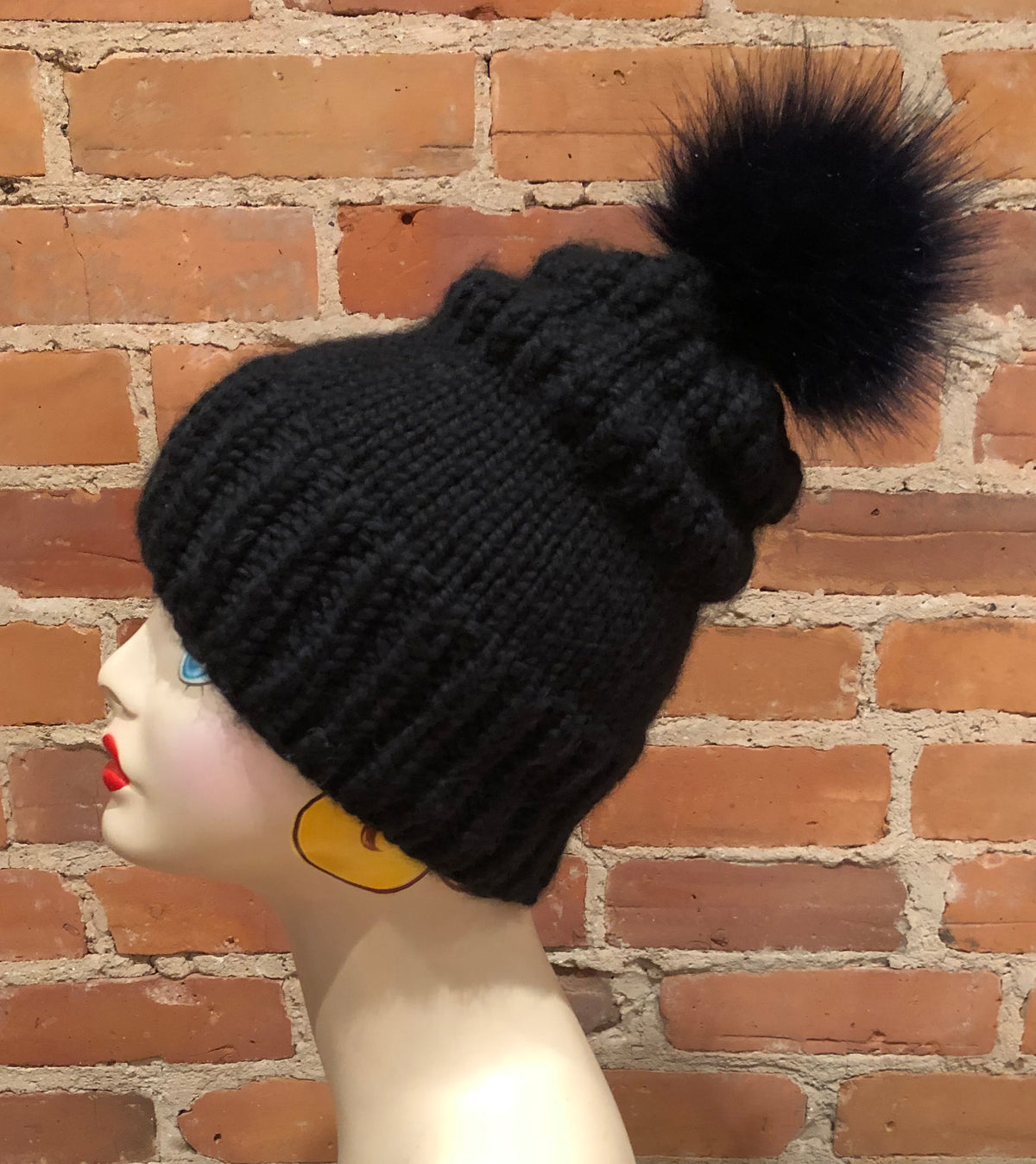 Navy Blue Lamb Faux Fur Pom, 3.5 Inch