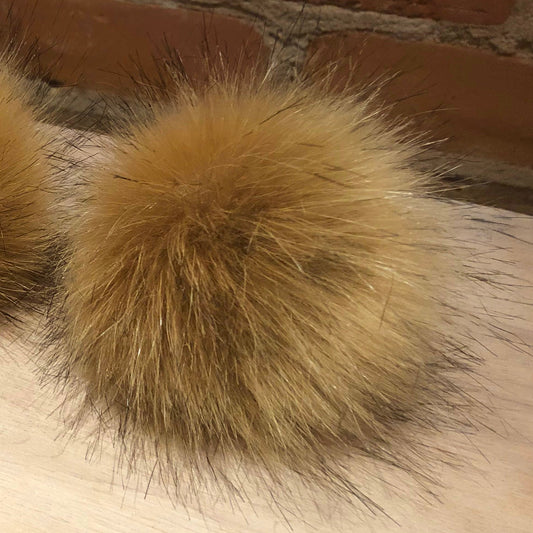 Gold Coyote Faux Fur Pom, 4-Inch