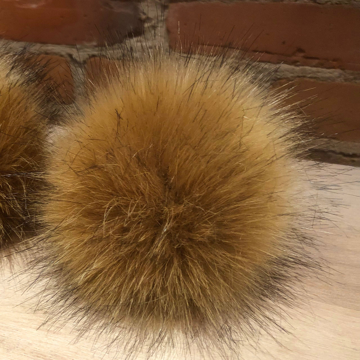 Golden Beige Coyote Faux Fur Pom, 5.5 Inch