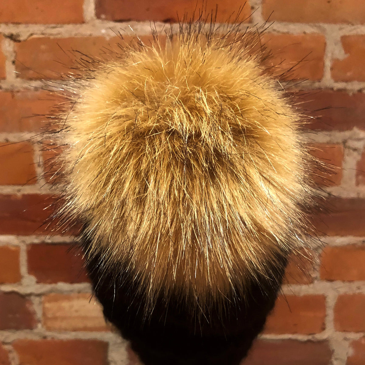 Golden Beige Coyote Faux Fur Pom, 5.5 Inch