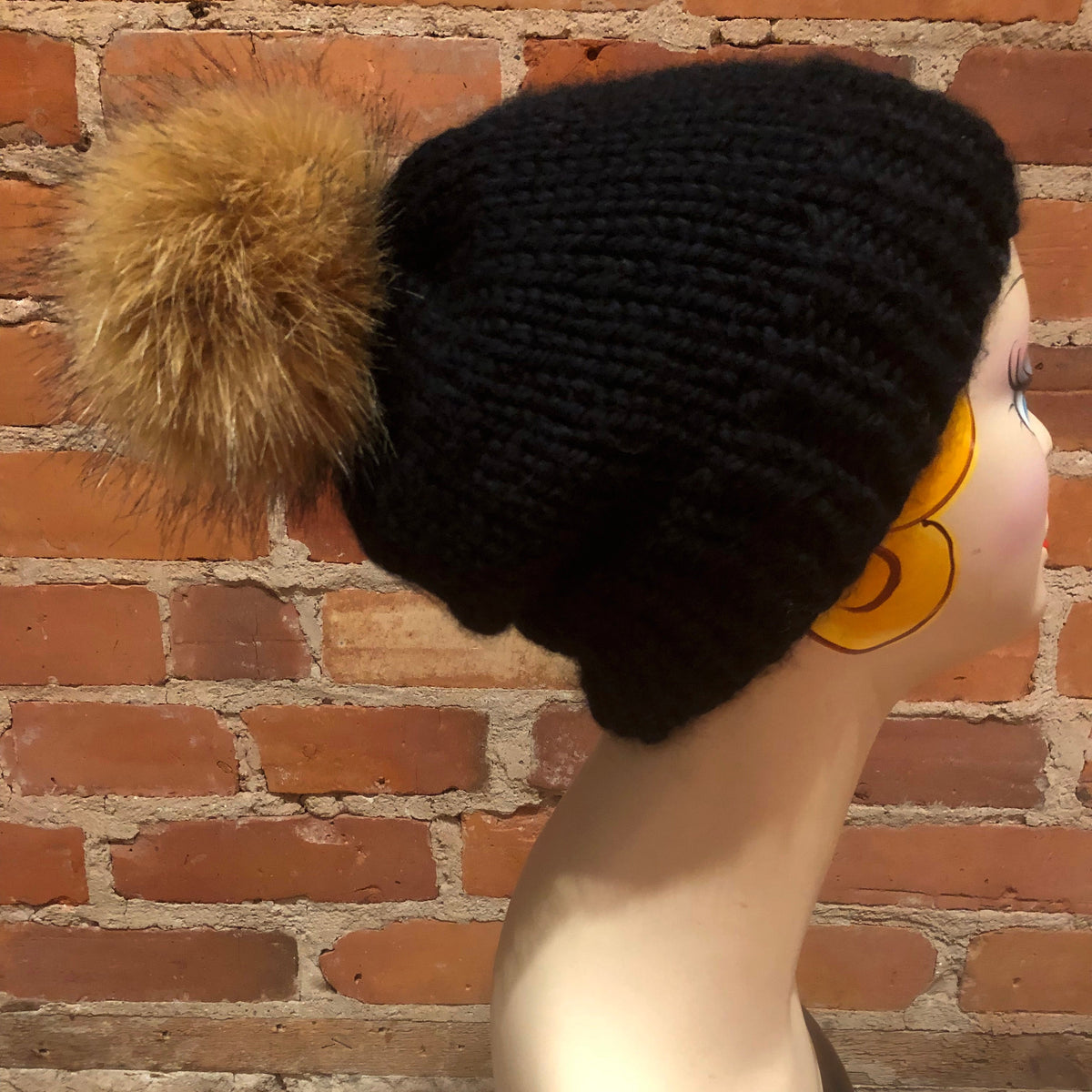 Golden Beige Coyote Faux Fur Pom, 5.5 Inch