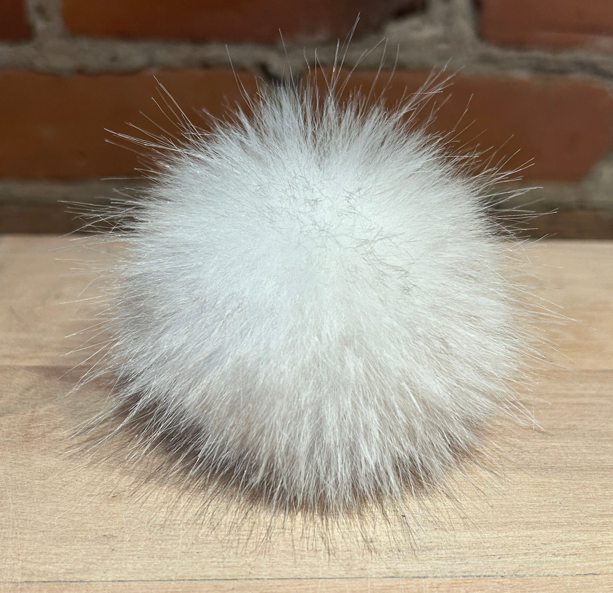 White Beige Faux Fur Pom, 3.5 Inch