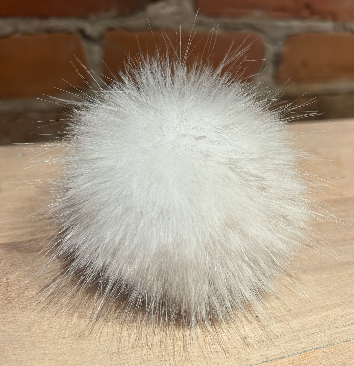 White Beige Faux Fur Pom, 3.5 Inch