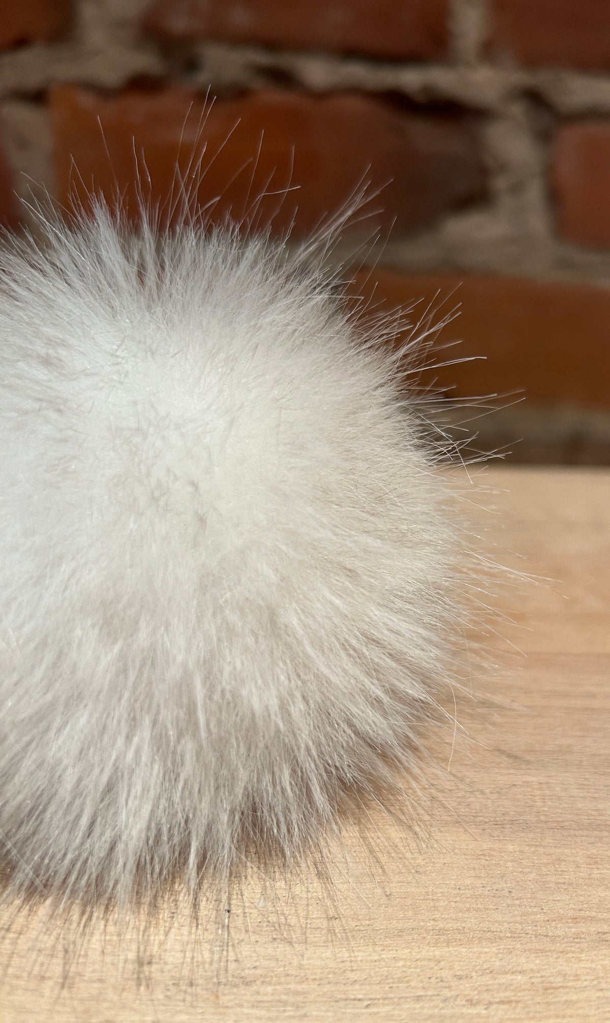 White Beige Faux Fur Pom, 3.5 Inch