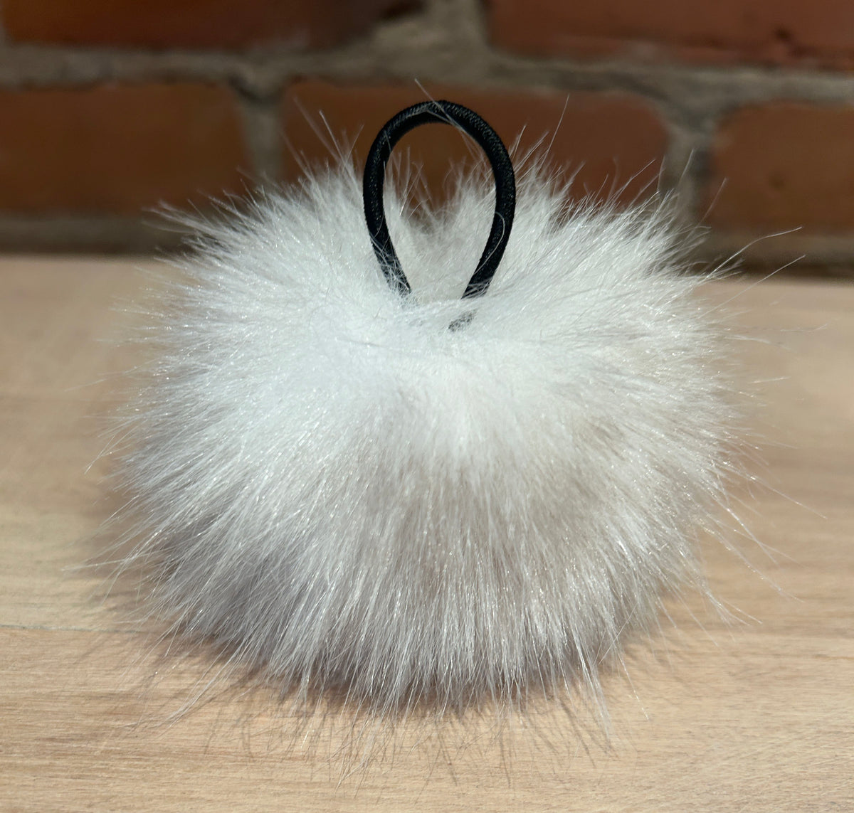 White Beige Faux Fur Pom, 3.5 Inch