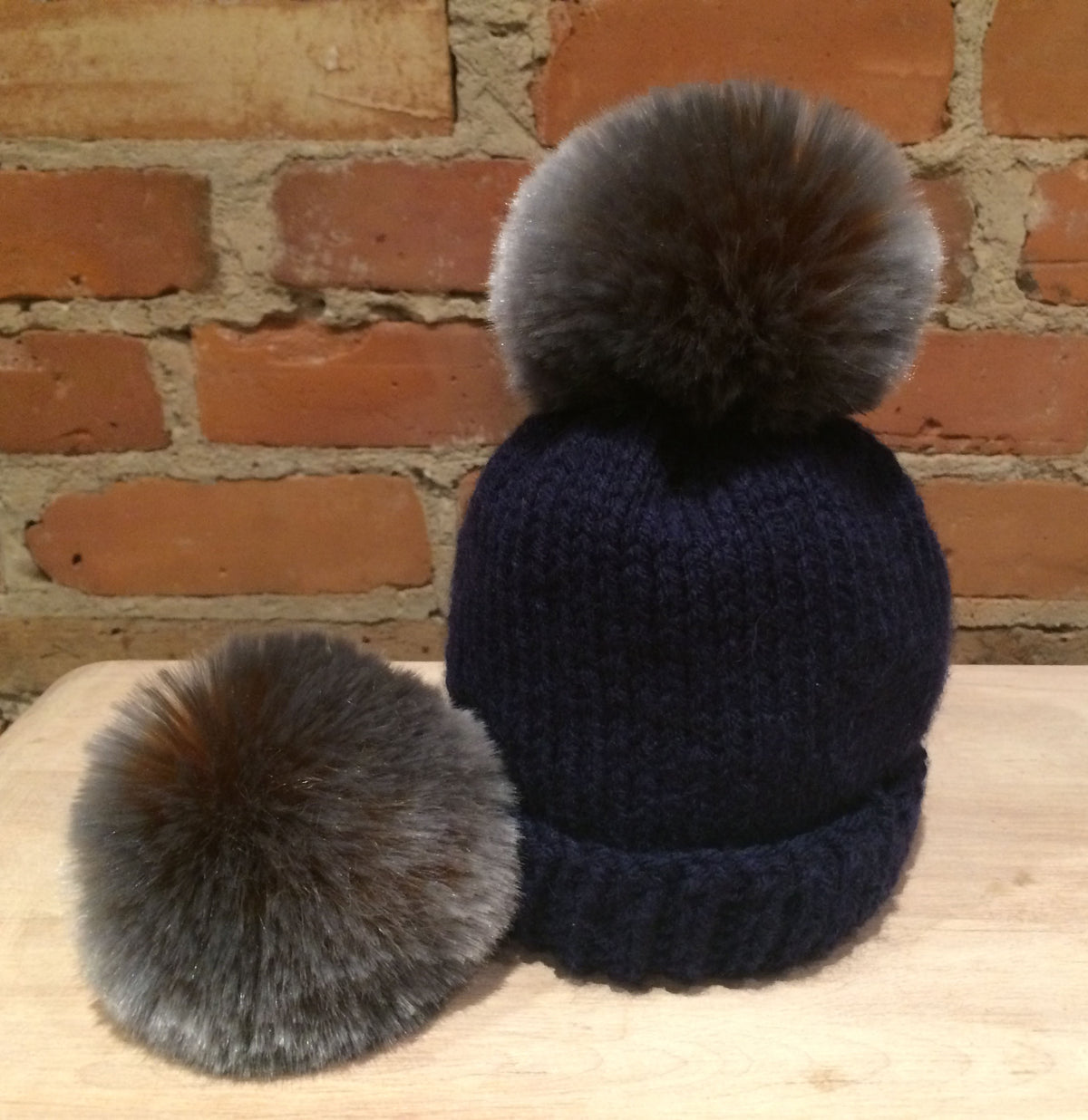 Dark Silver Faux Fur Pom, 3.5 Inch