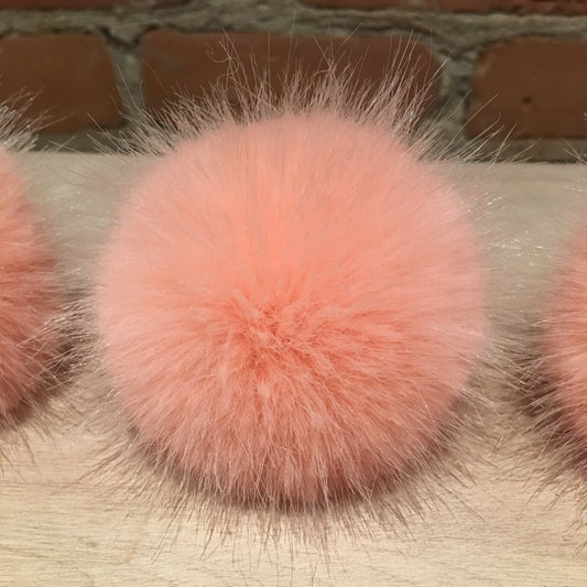 Rose Petal Pink Mink Faux Fur Pom, 2.5 Inch