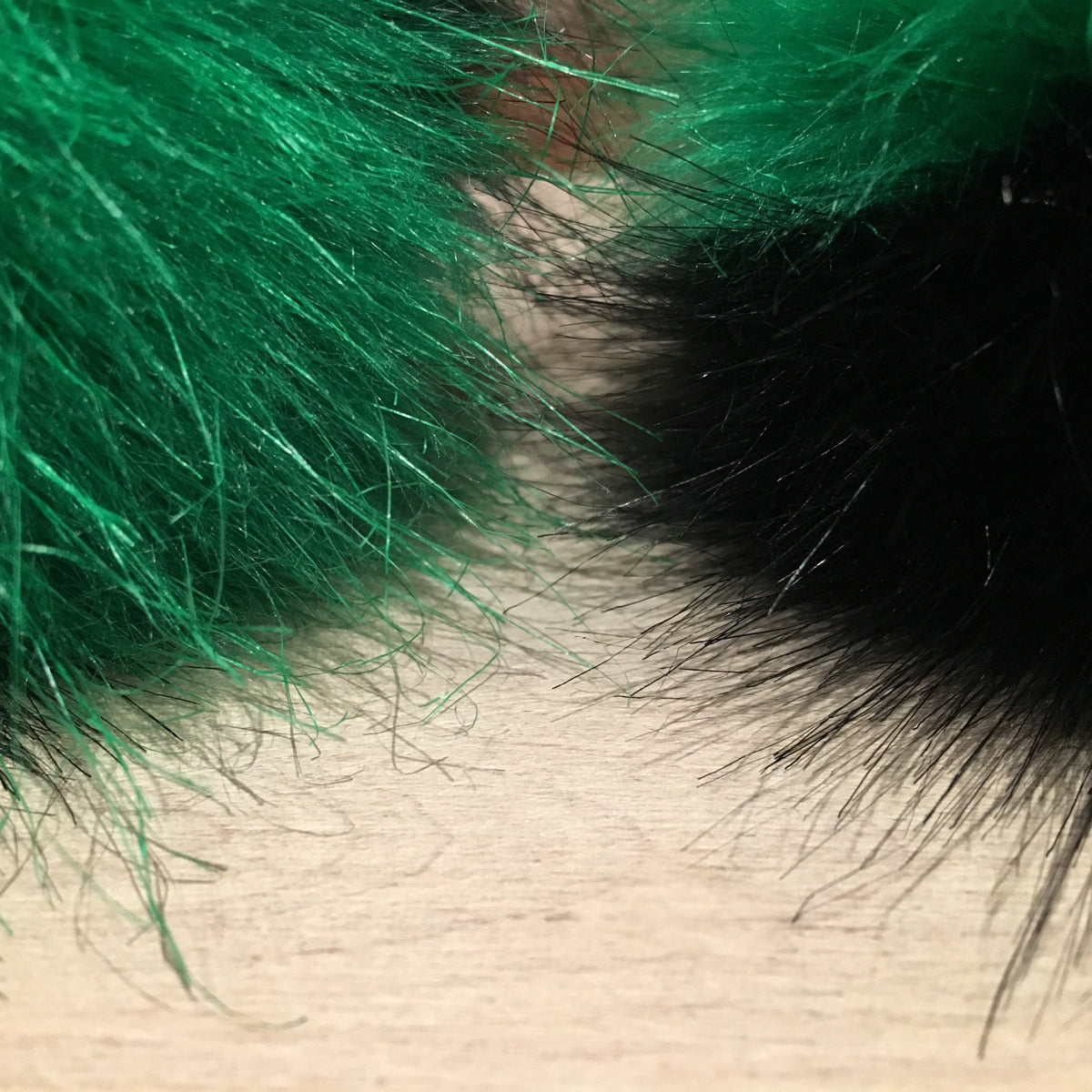 Green and Black Faux Fur Pom, 5 Inch