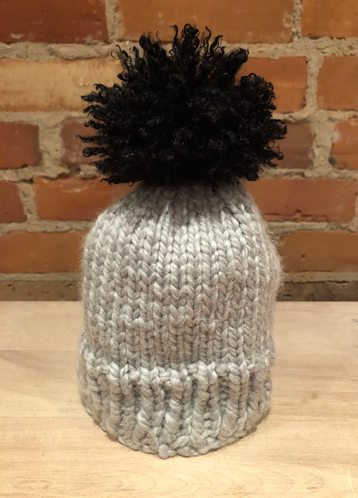 Black Curly Faux Fur Pom, 3.5 Inch