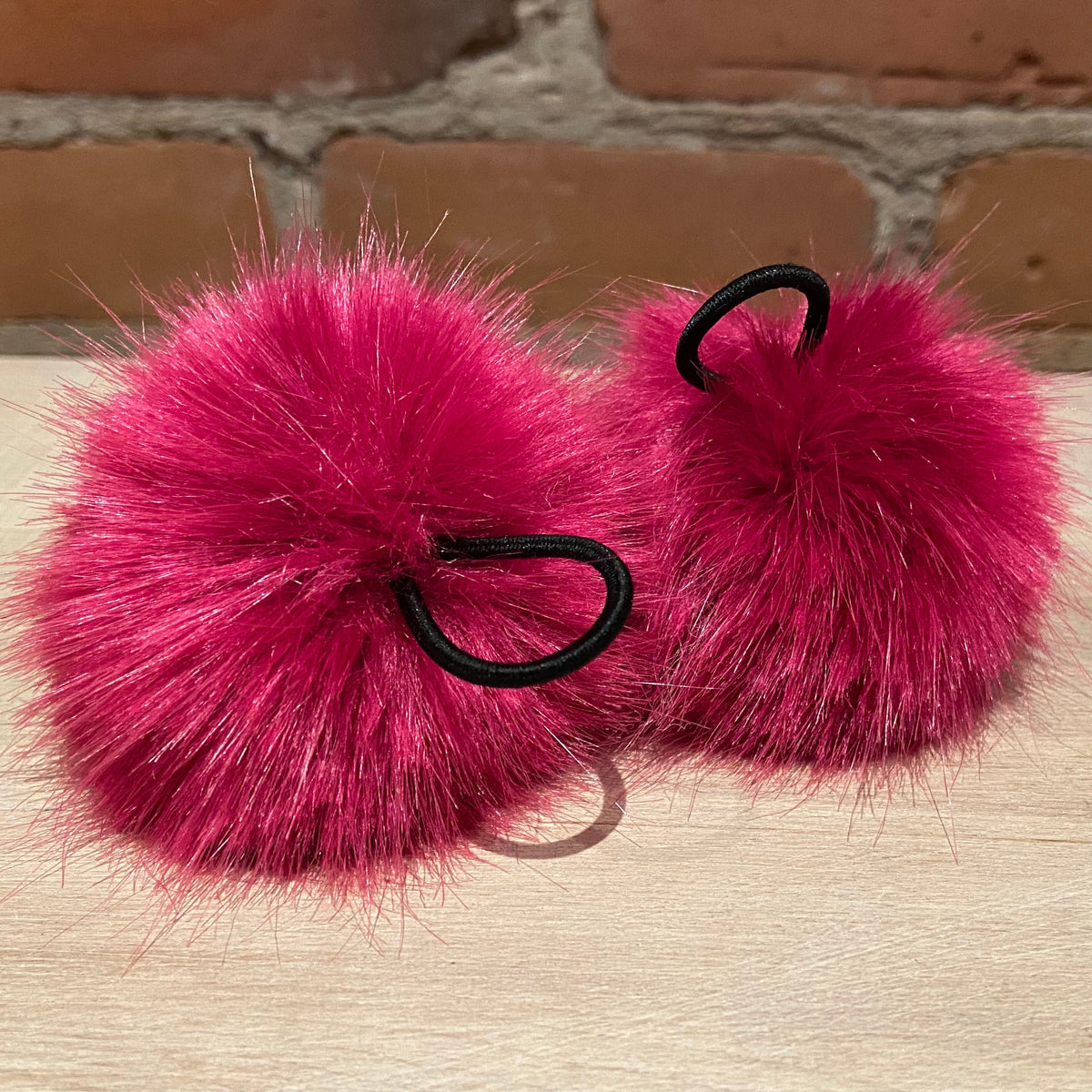 Berry Rose Faux Fur Pom - 2.5 Inches