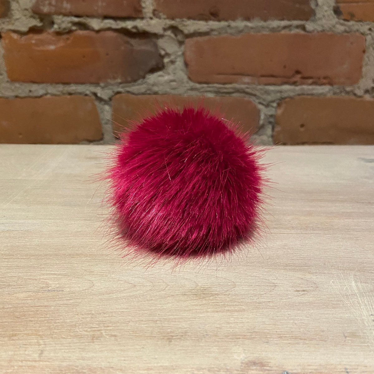Berry Rose Faux Fur Pom - 2.5 Inches