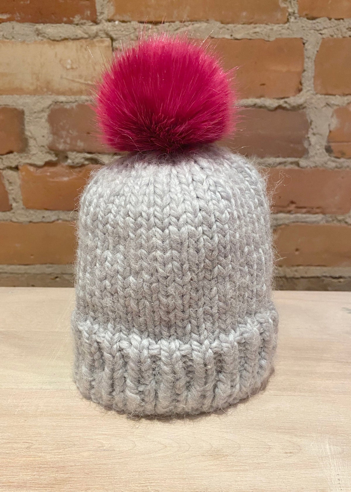 Berry Rose Faux Fur Pom - 2.5 Inches