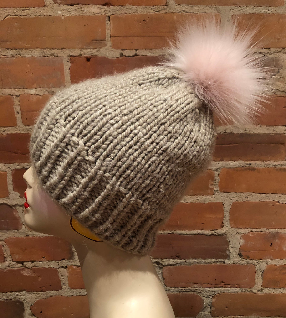 Powder Pink Faux Fur Pom Pom, 3.5 Inch