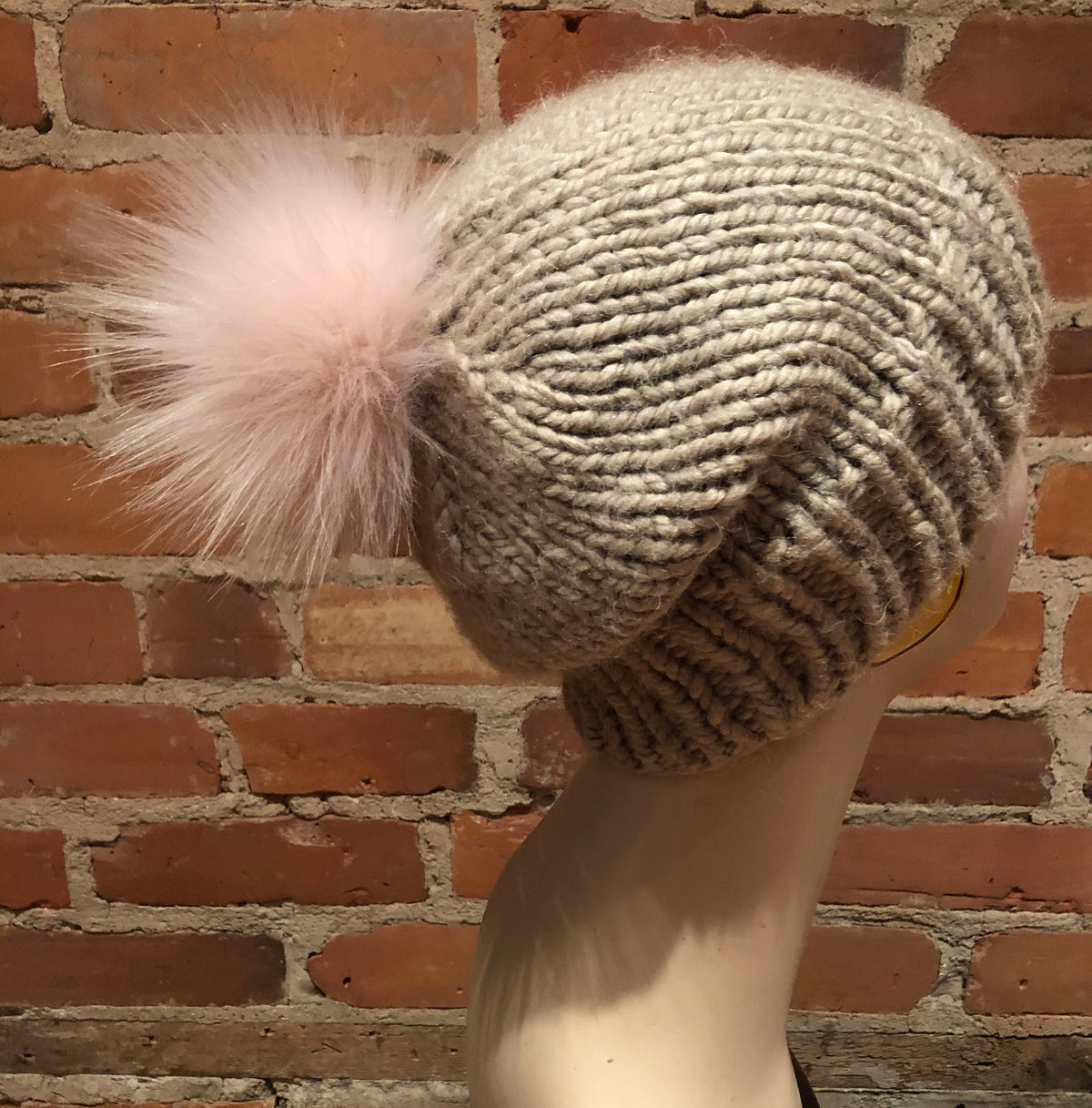 Powder Pink Faux Fur Pom Pom, 3.5 Inch
