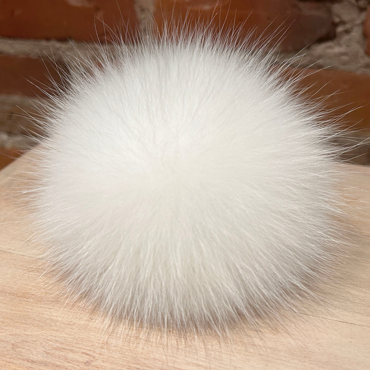 White Arctic Fox Fur Pom, 6 Inch