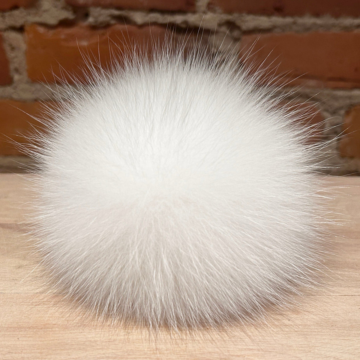 White Arctic Fox Fur Pom, 6 Inch
