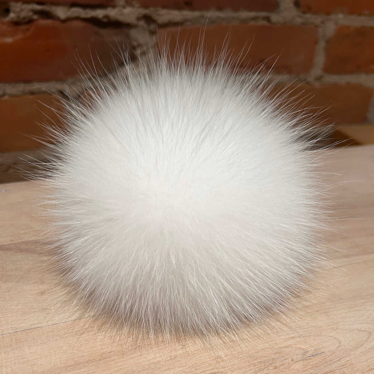 White Arctic Fox Fur Pom, 6 Inch